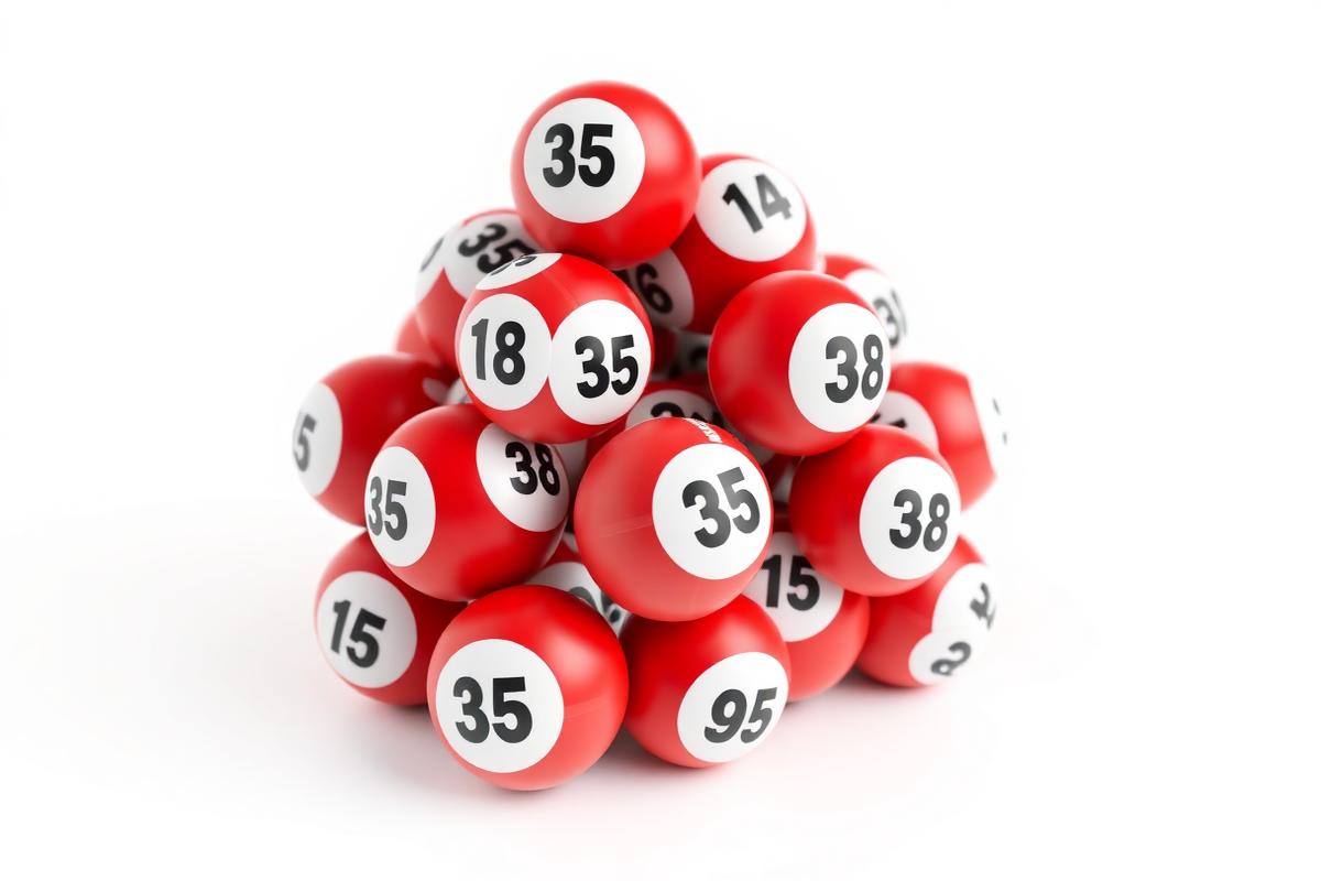 Stack of red lottery balls